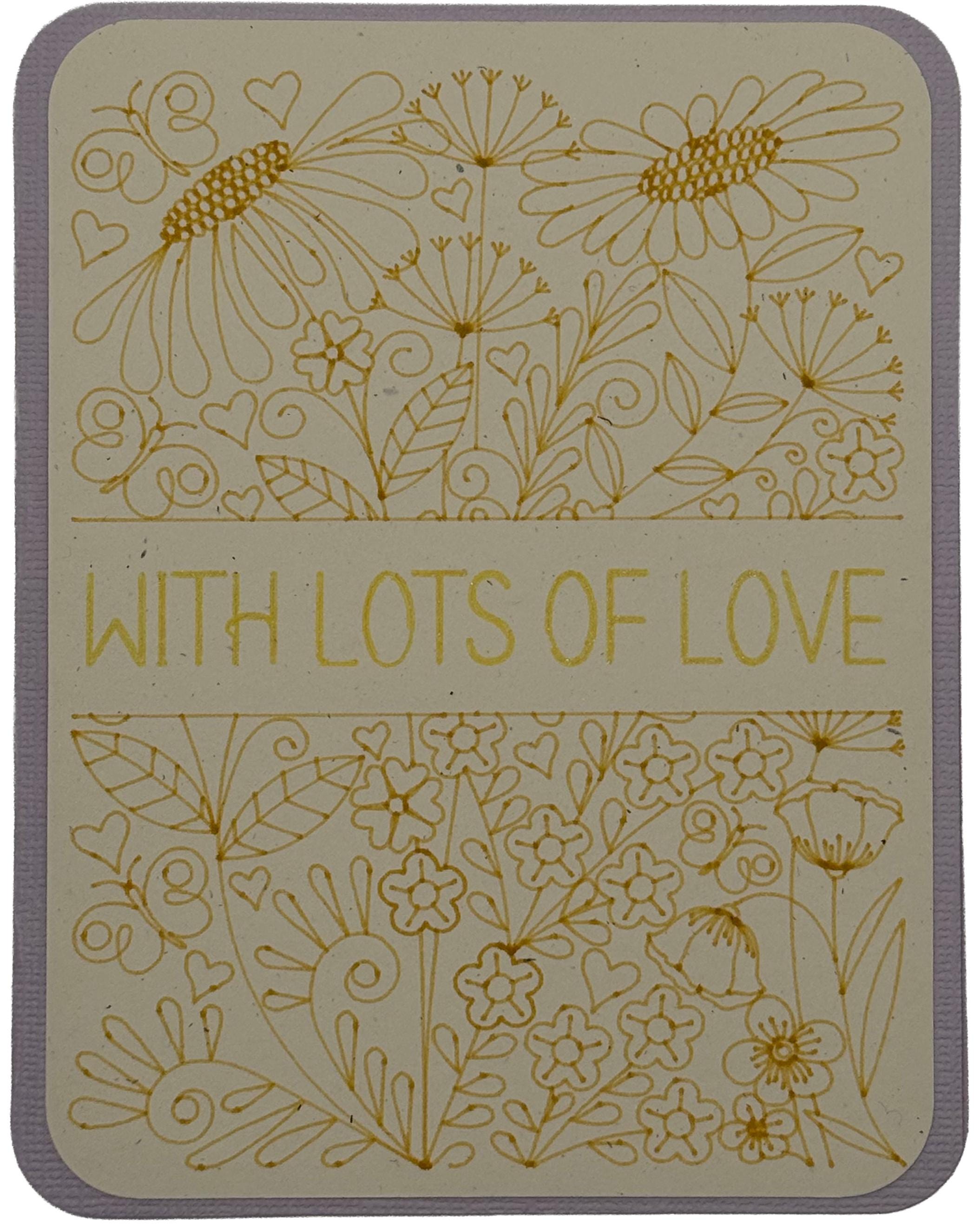 Handmade "With Lots of Love" Floral Greeting Card - Unique Anniversary Greeting