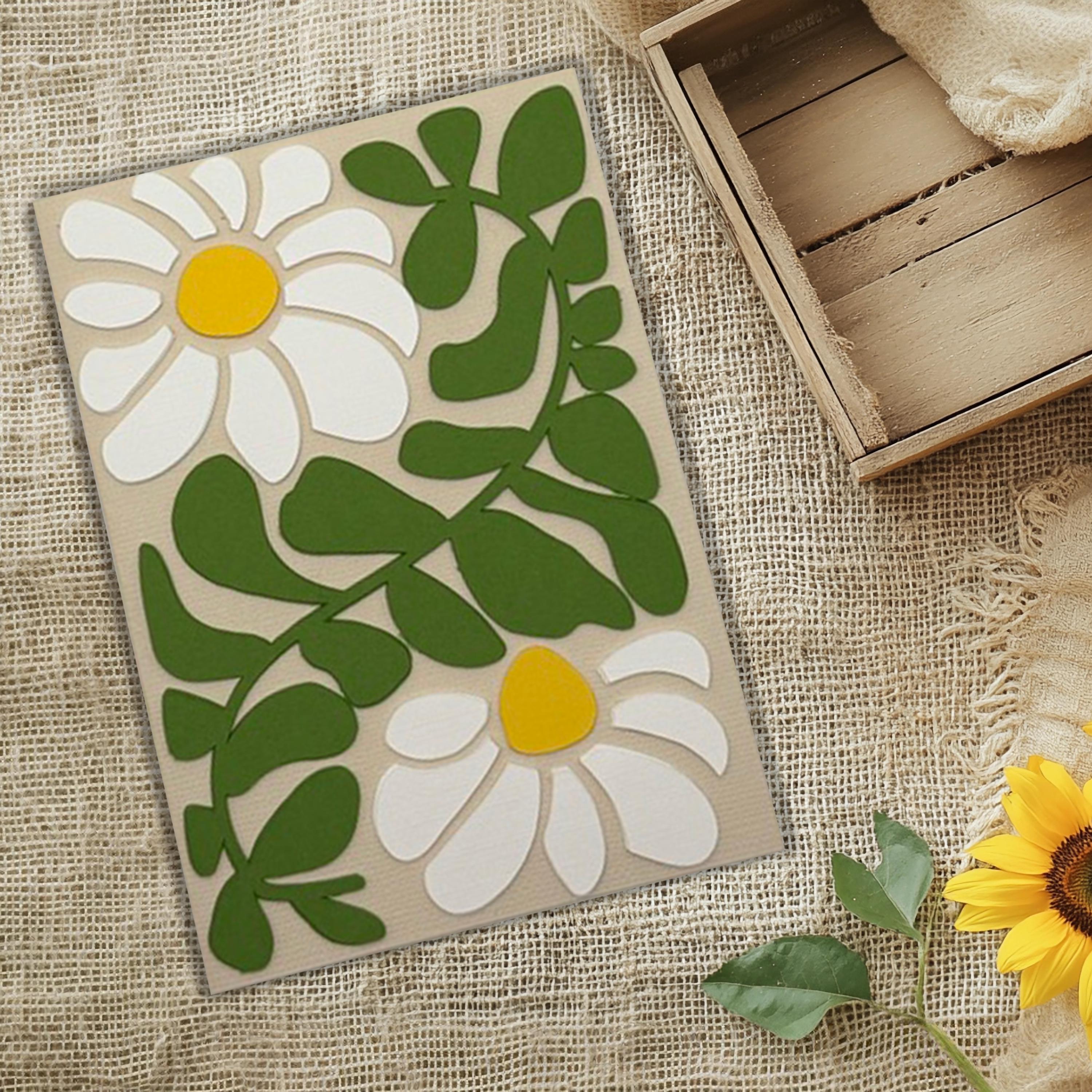 Daisy Greeting Card with Envelope – Retro Flower Power Note Card