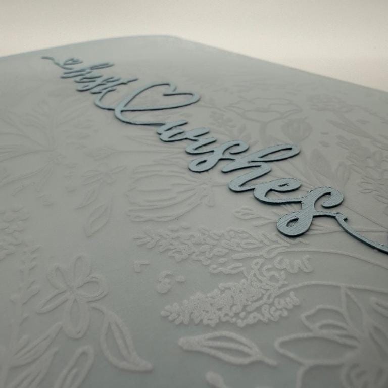 "Best Wishes" Wedding Greeting Card – Dust Blue Floral Die-Cut Heart Design