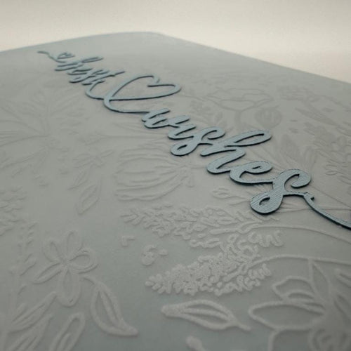 "Best Wishes" Wedding Greeting Card – Dust Blue Floral Die-Cut Heart Design