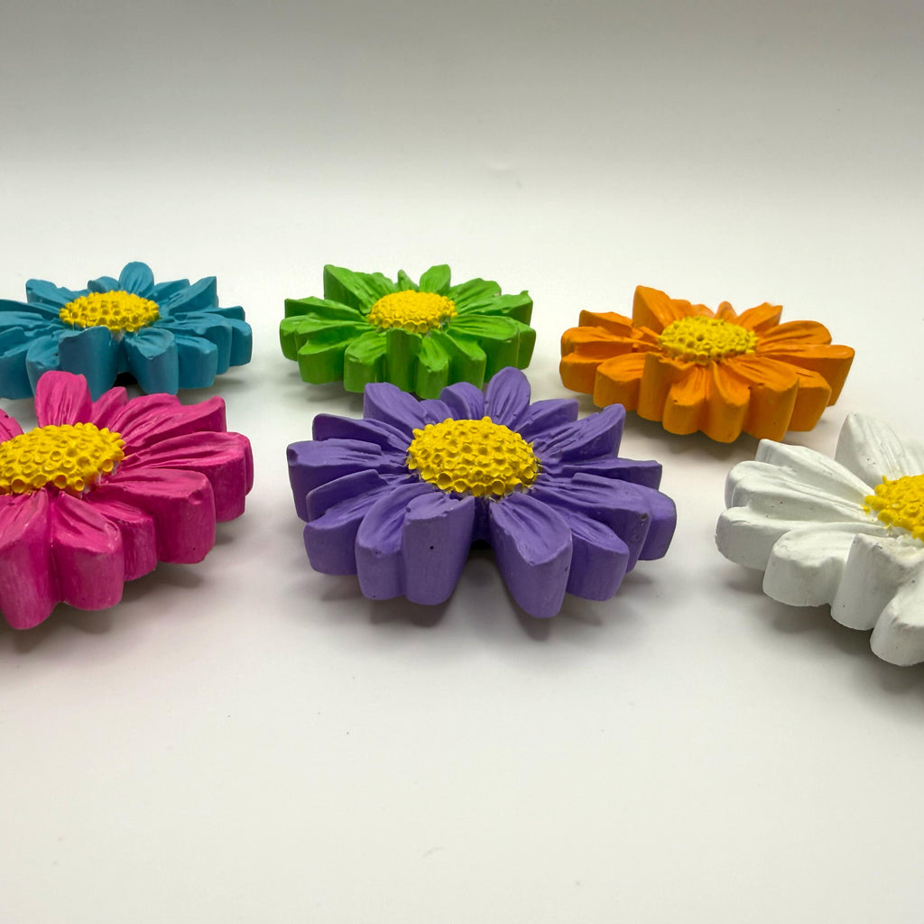 Handmade Plaster Flower Magnets – Rustic Floral Fridge Decor, 7 Bundle Options