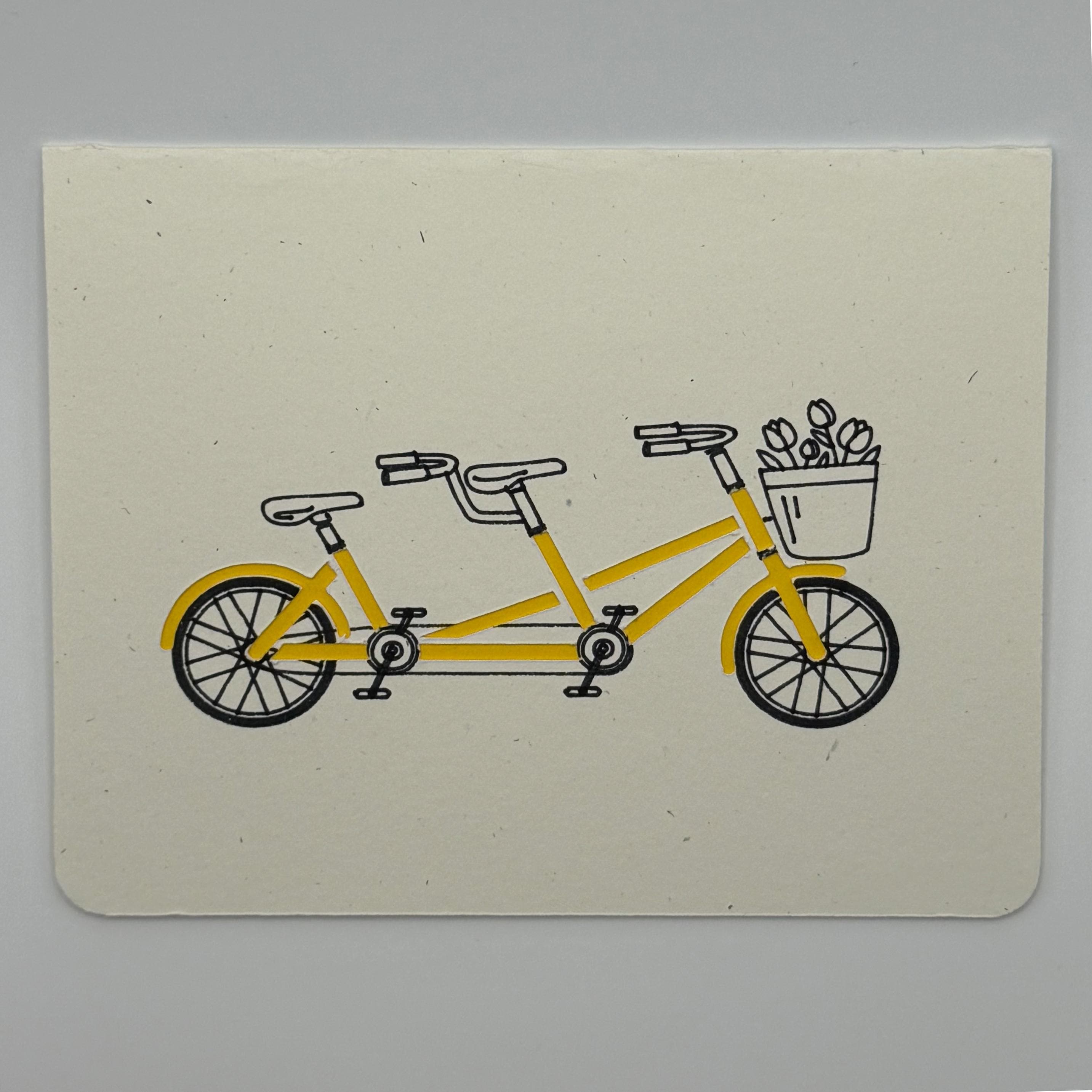 Yellow Tandem Bicycle Greeting Card – Anniversary, Wedding & Friendship Note Card