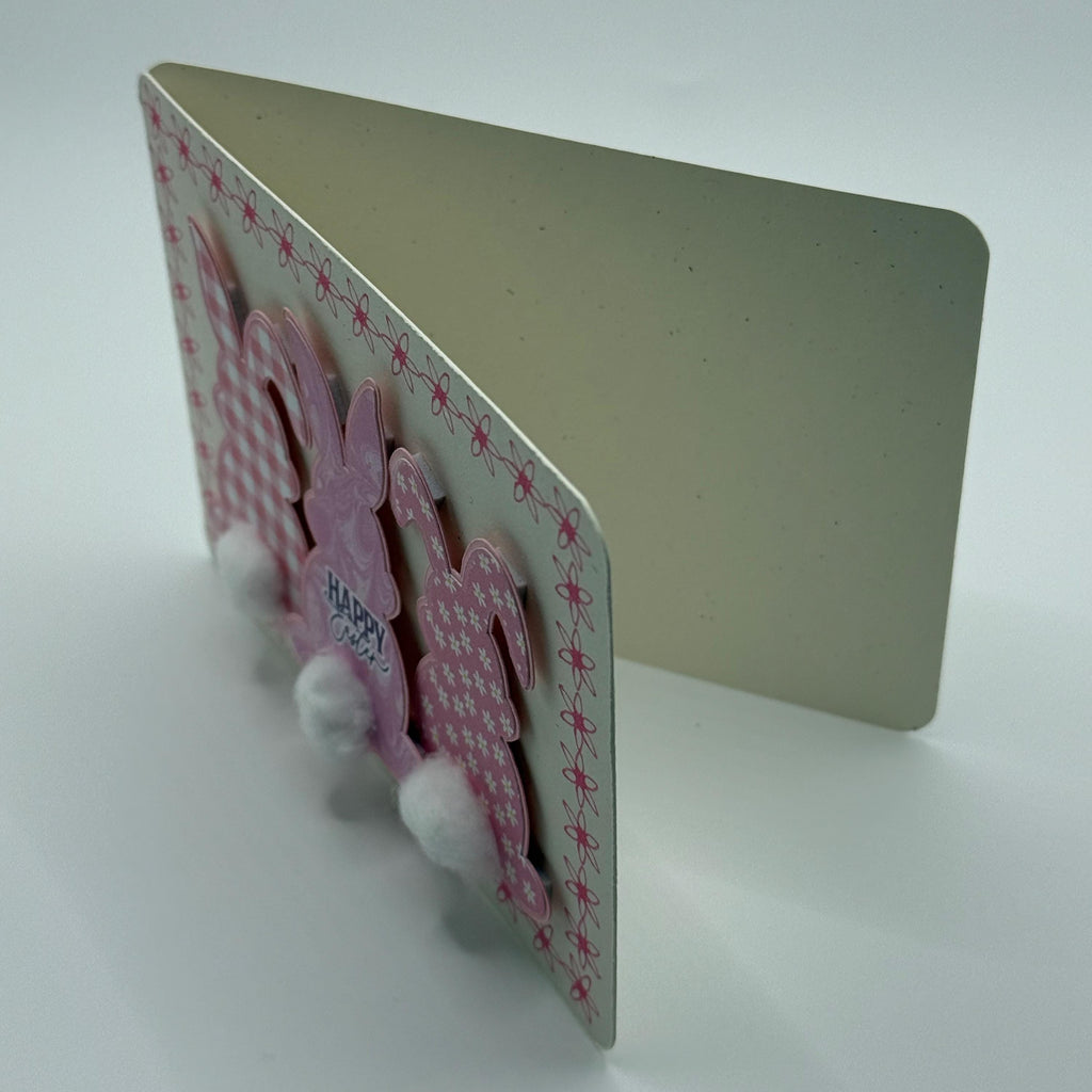 Handmade Easter Bunny Cards – 3D Pom-Pom Tail, Gingham & Floral Spring Stationery
