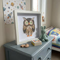 3D Layered Paper Art Owl Shadow Box – 8x8 Handmade Mid-Century Wall & Desk Decor