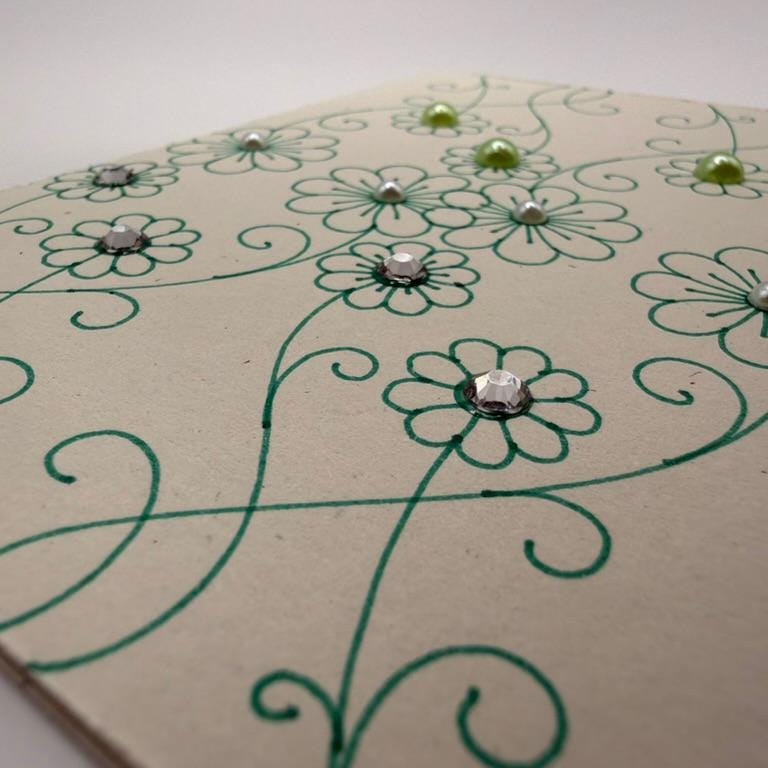 Gemstone Floral Greeting Cards - Handmade Elegant Note Card Set