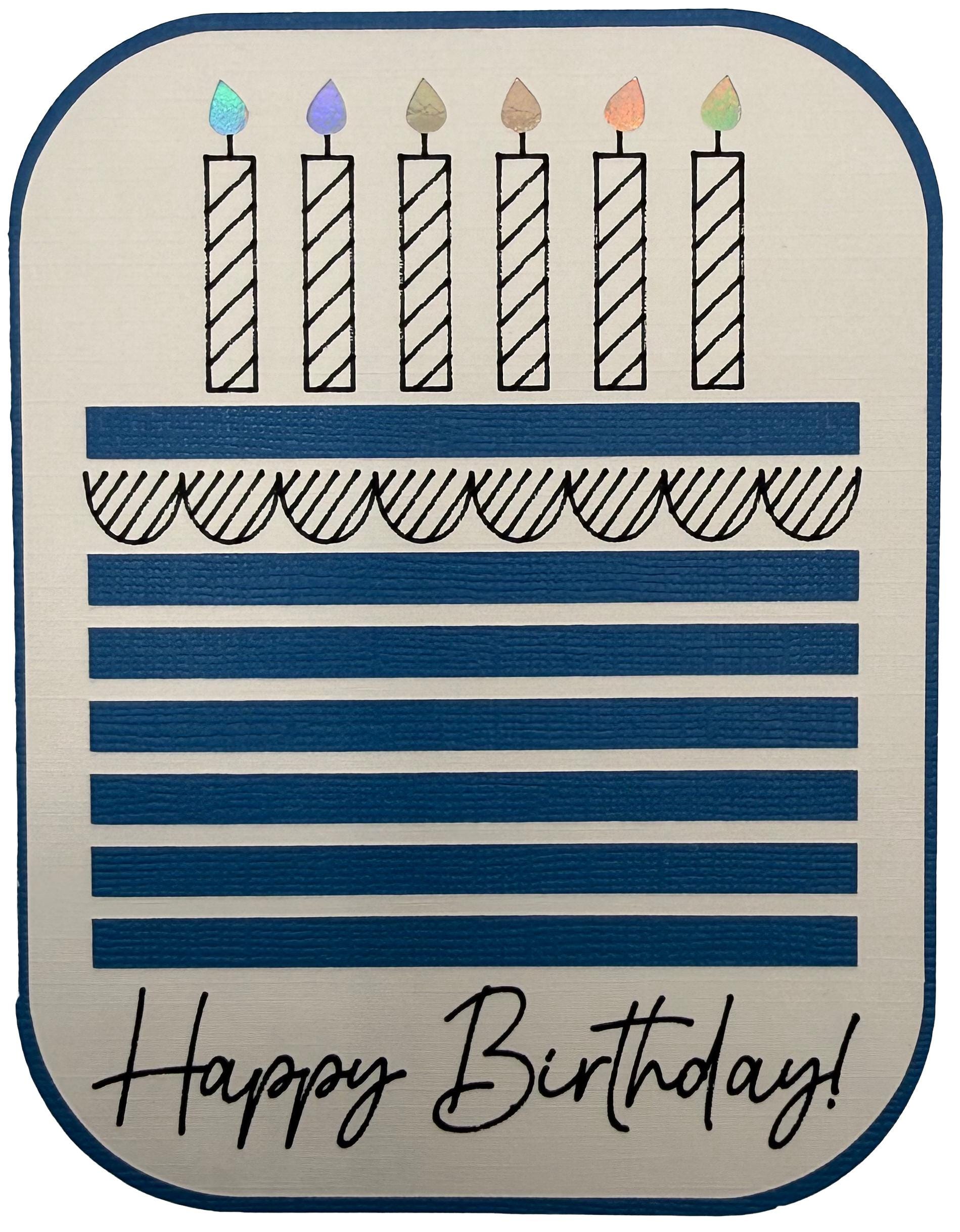 Handmade Birthday Card | Navy Blue Cake & Candles
