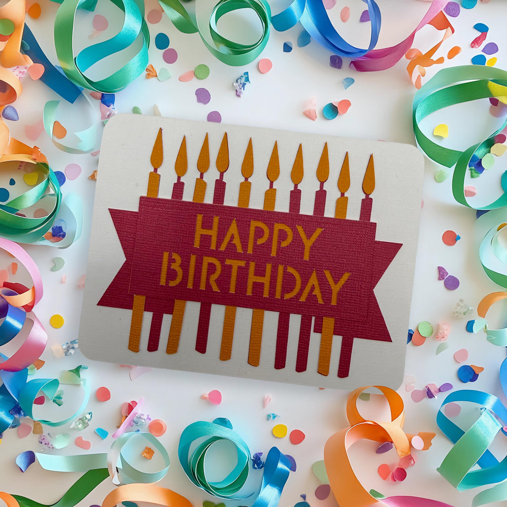 Handmade Birthday Card | Die Cut Candles Design | Unique Greeting Card for Him or Her