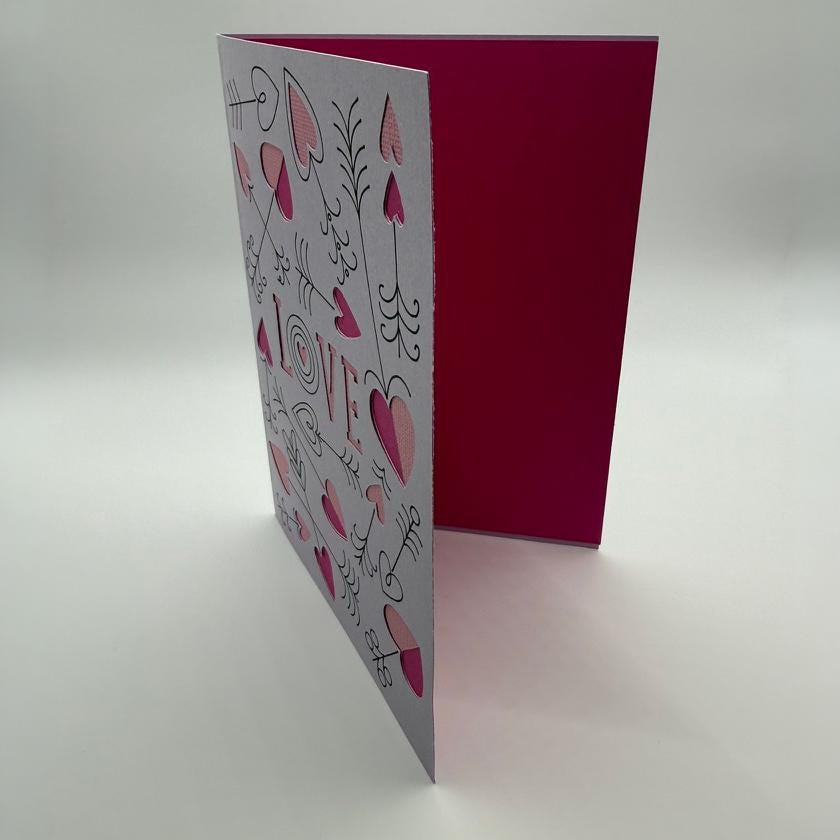 Cupid's Arrow Love Card | Lilac Boho Greeting Card for Anniversary, Valentine's Day & Romance