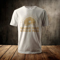 White t-shirt with "Golden Hour State of Mind" graphic.