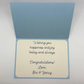"Best Wishes" Wedding Greeting Card – Dust Blue Floral Die-Cut Heart Design