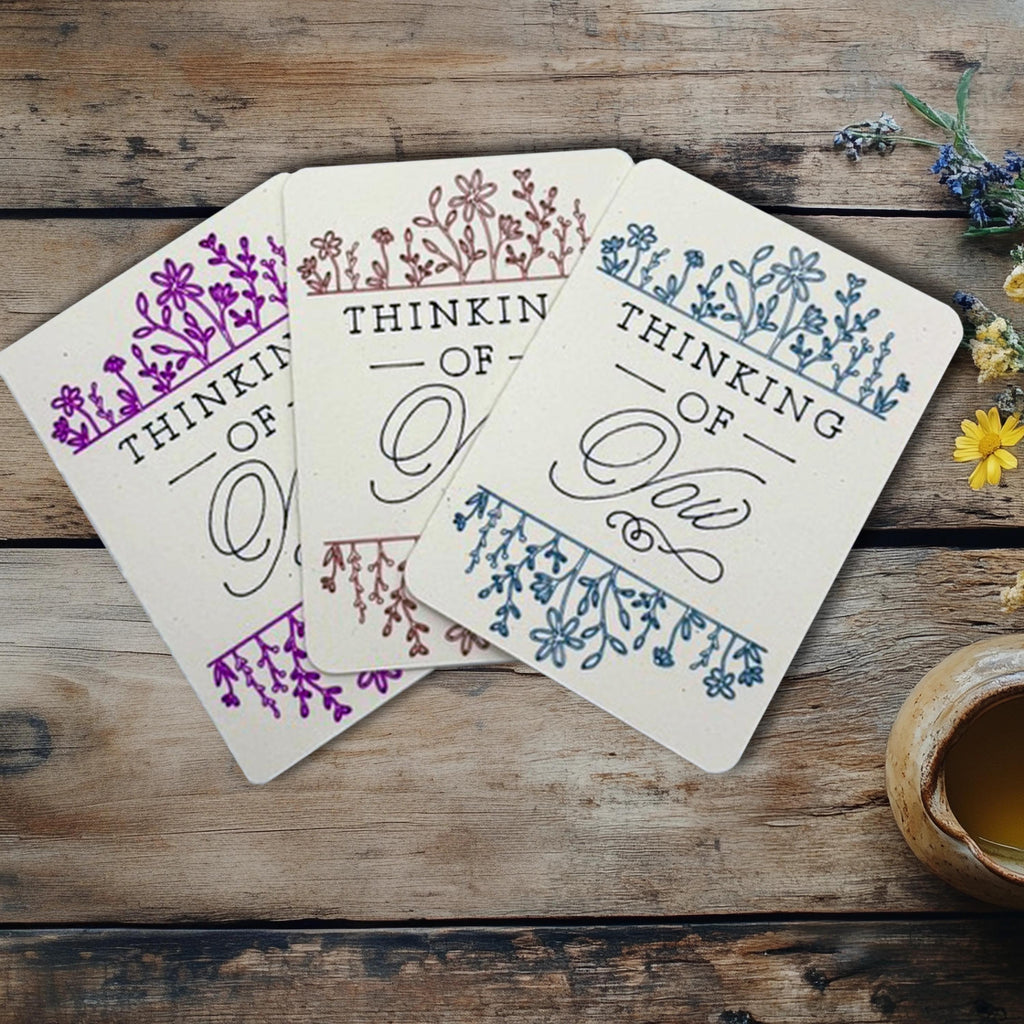 Thinking of You Card Set – Hand-Drawn Floral Note Cards, 3-Pack