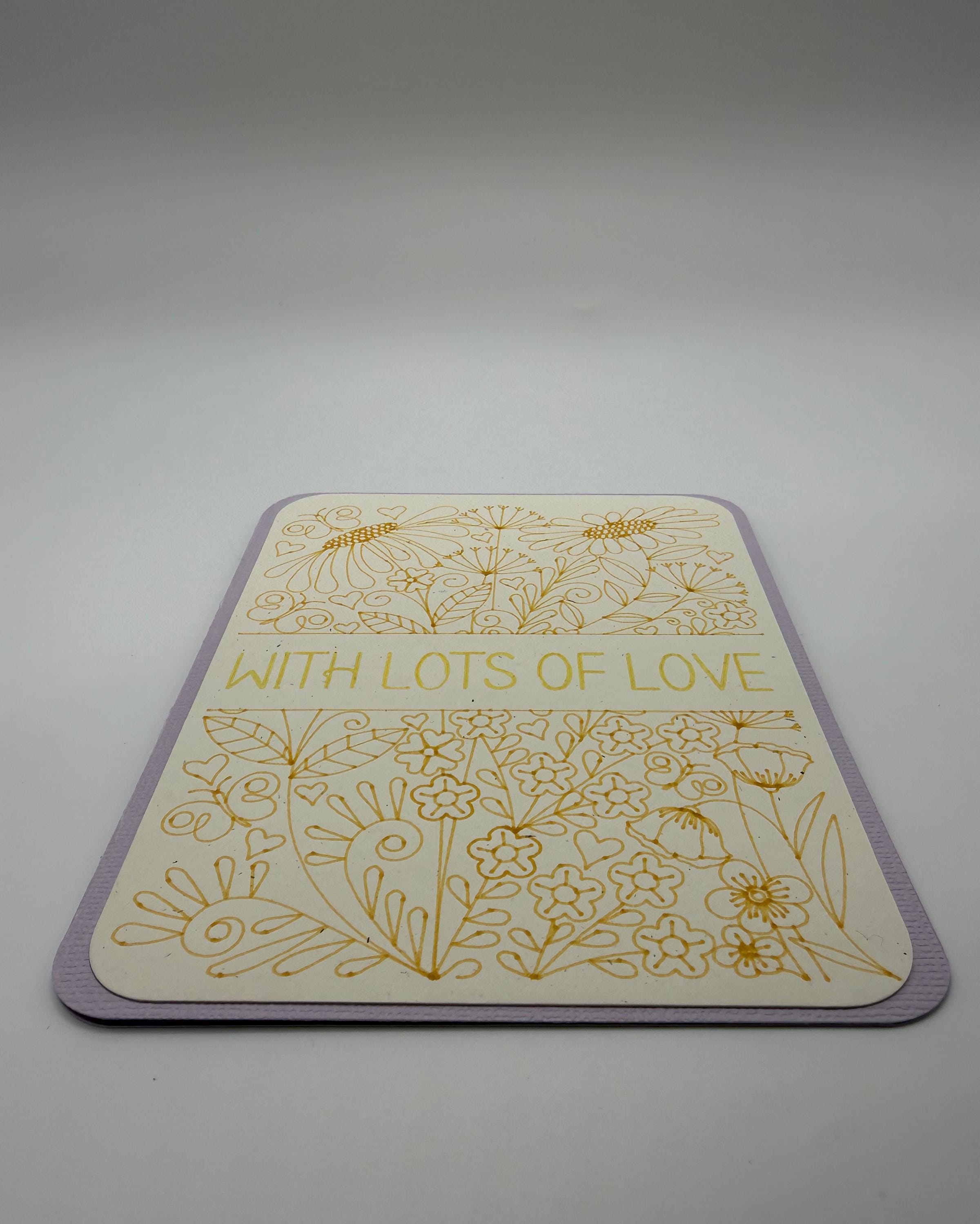 Handmade "With Lots of Love" Floral Greeting Card - Unique Anniversary Greeting