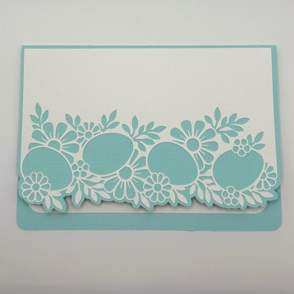 Laser Cut Easter & Spring Greeting Card | Aqua Teal Floral Die-Cut Border | Easter, Mother's Day & Spring Birthday