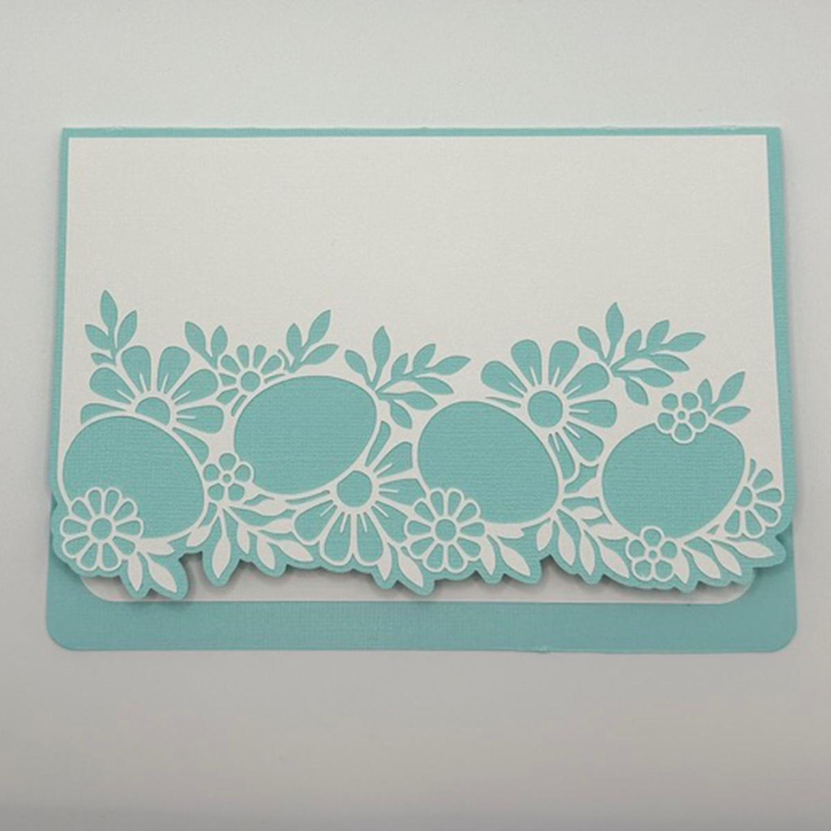 Laser Cut Easter & Spring Greeting Card | Aqua Teal Floral Die-Cut Border | Easter, Mother's Day & Spring Birthday