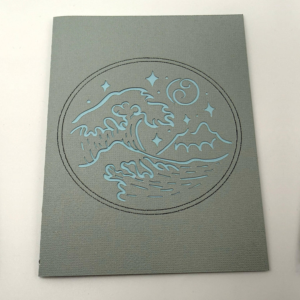 Handmade Coastal Ocean Wave Card – 3D Layered Sea Foam Design, Nautical Stationery