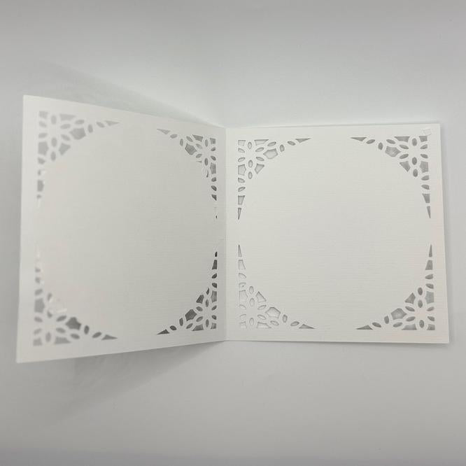 Laser Cut Floral Greeting Card | White Lace with Pearl Accents & Handmade Envelope | Wedding, Bridal Shower & Birthday