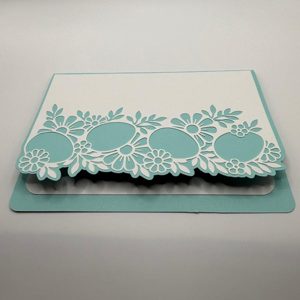 Laser Cut Easter & Spring Greeting Card | Aqua Teal Floral Die-Cut Border | Easter, Mother's Day & Spring Birthday