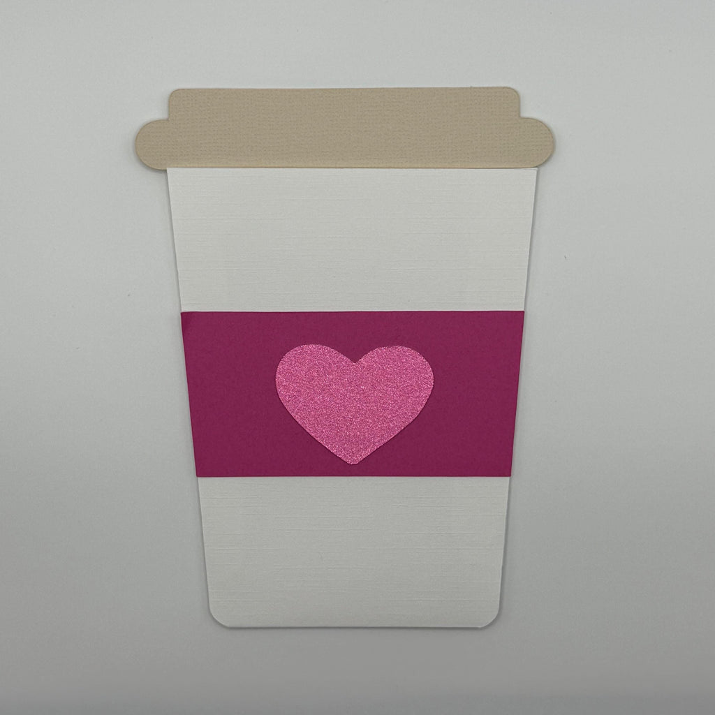 Coffee Cup Gift Card Holder – Handmade "Thanks a Latte" Pink or Blue Heart Accent