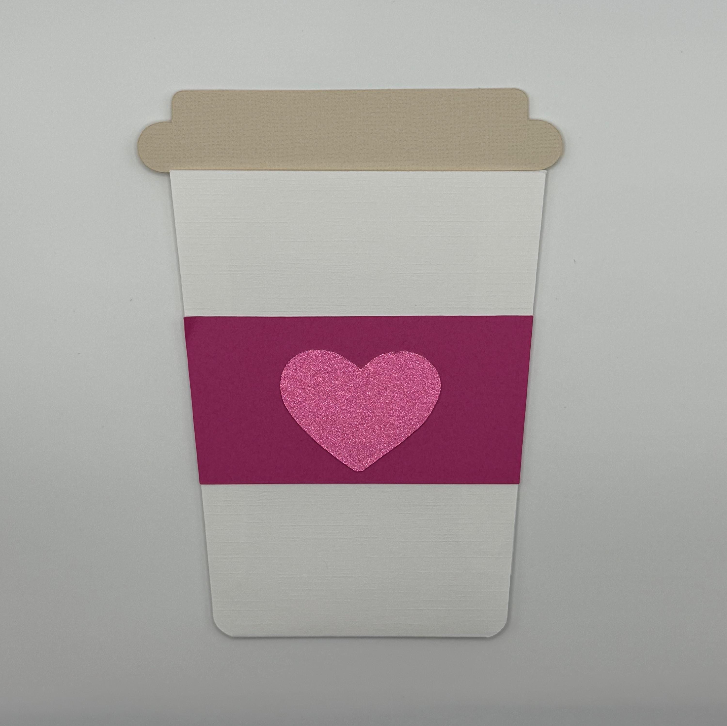 Coffee Cup Gift Card Holder – Handmade "Thanks a Latte" Pink or Blue Heart Accent