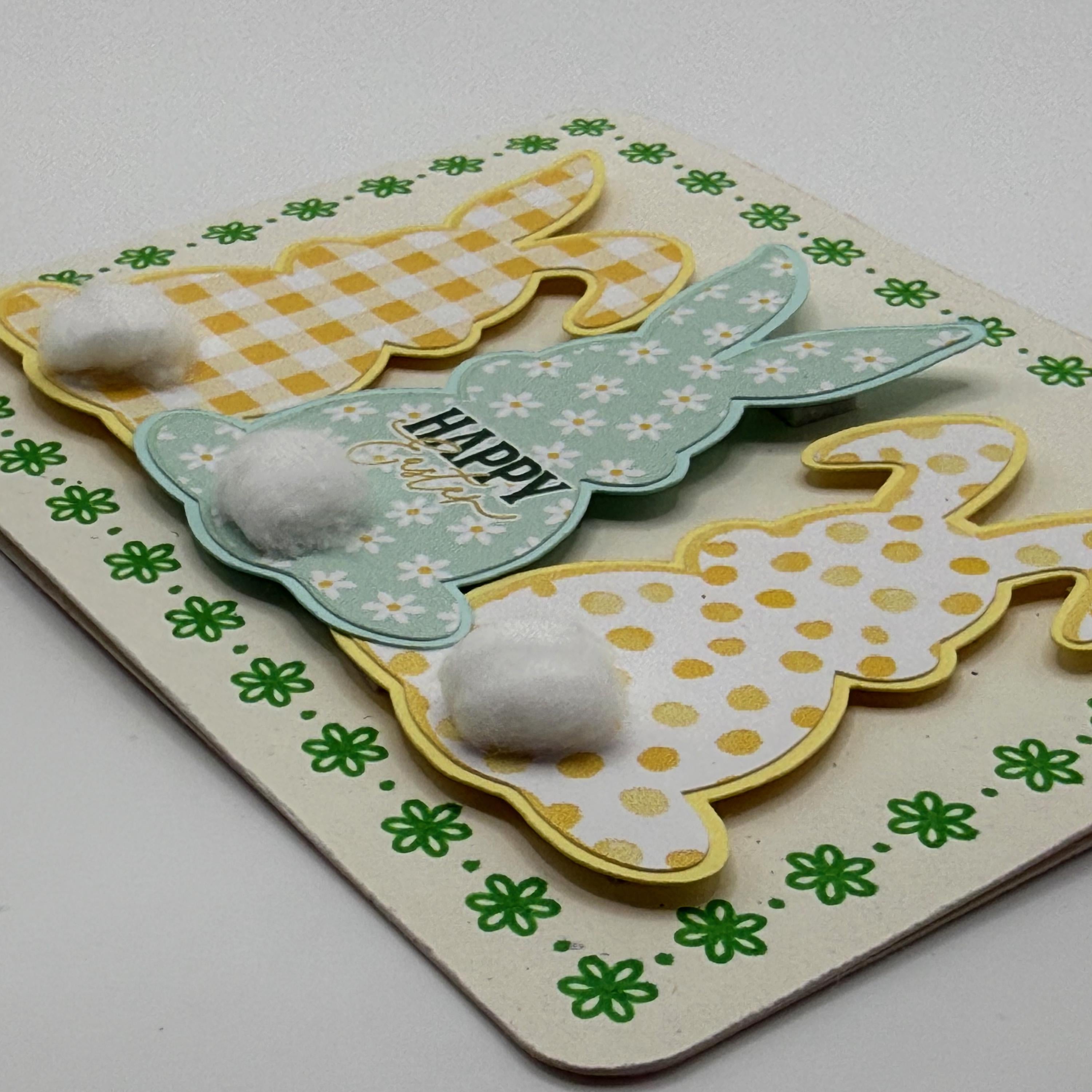 Handmade Easter Bunny Cards – 3D Pom-Pom Tail, Gingham & Floral Spring Stationery