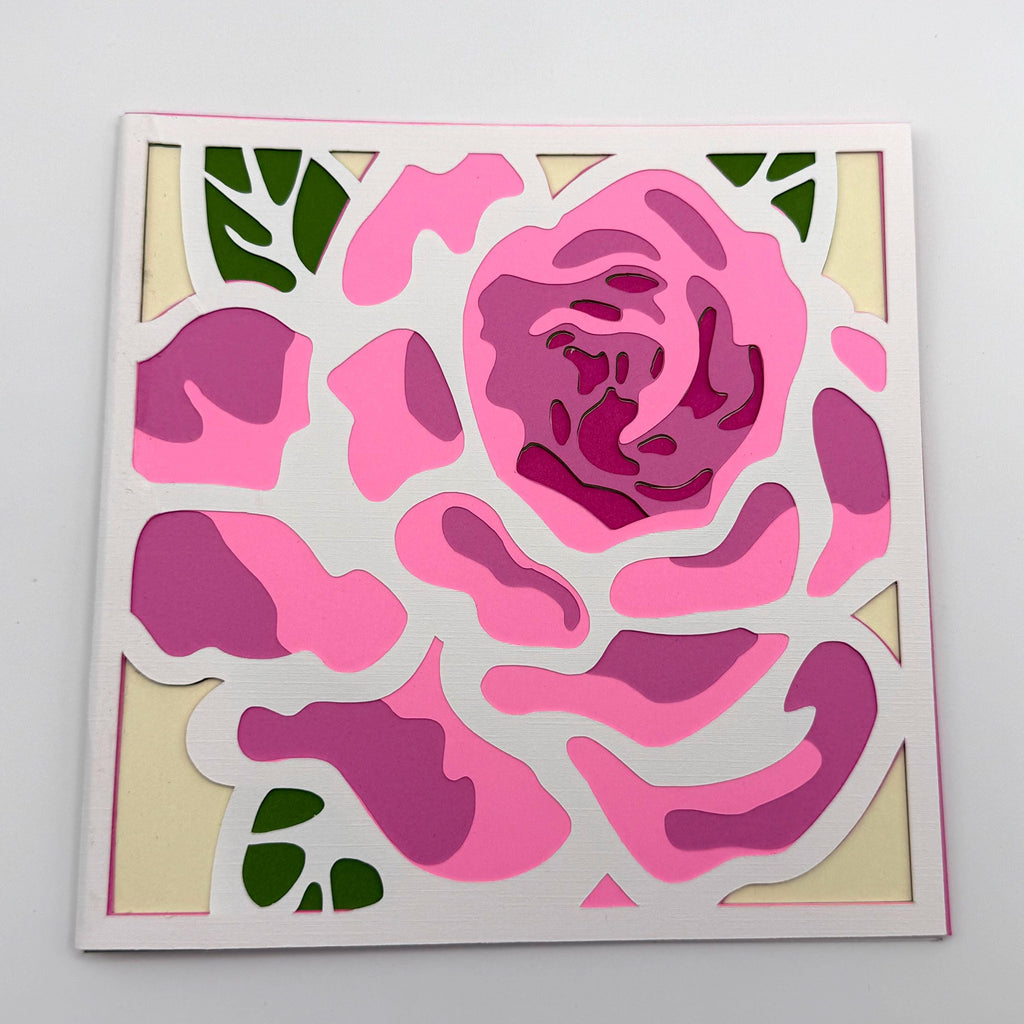 3D Layered Floral Mandala Card – Intricate Teal Blue Paper Petal Art (5.75" Square)