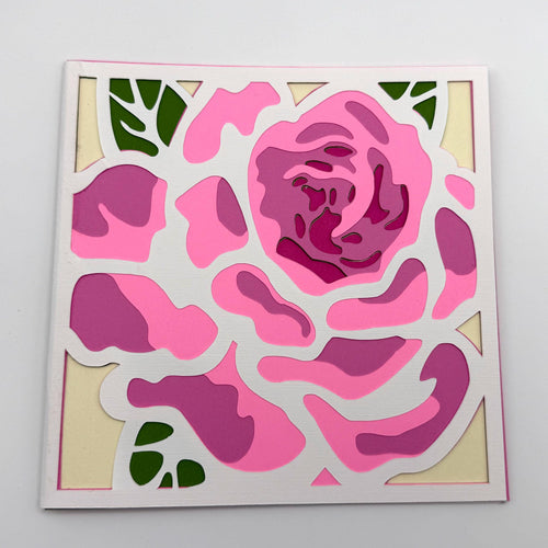 3D Layered Floral Mandala Card – Intricate Teal Blue Paper Petal Art (5.75" Square)