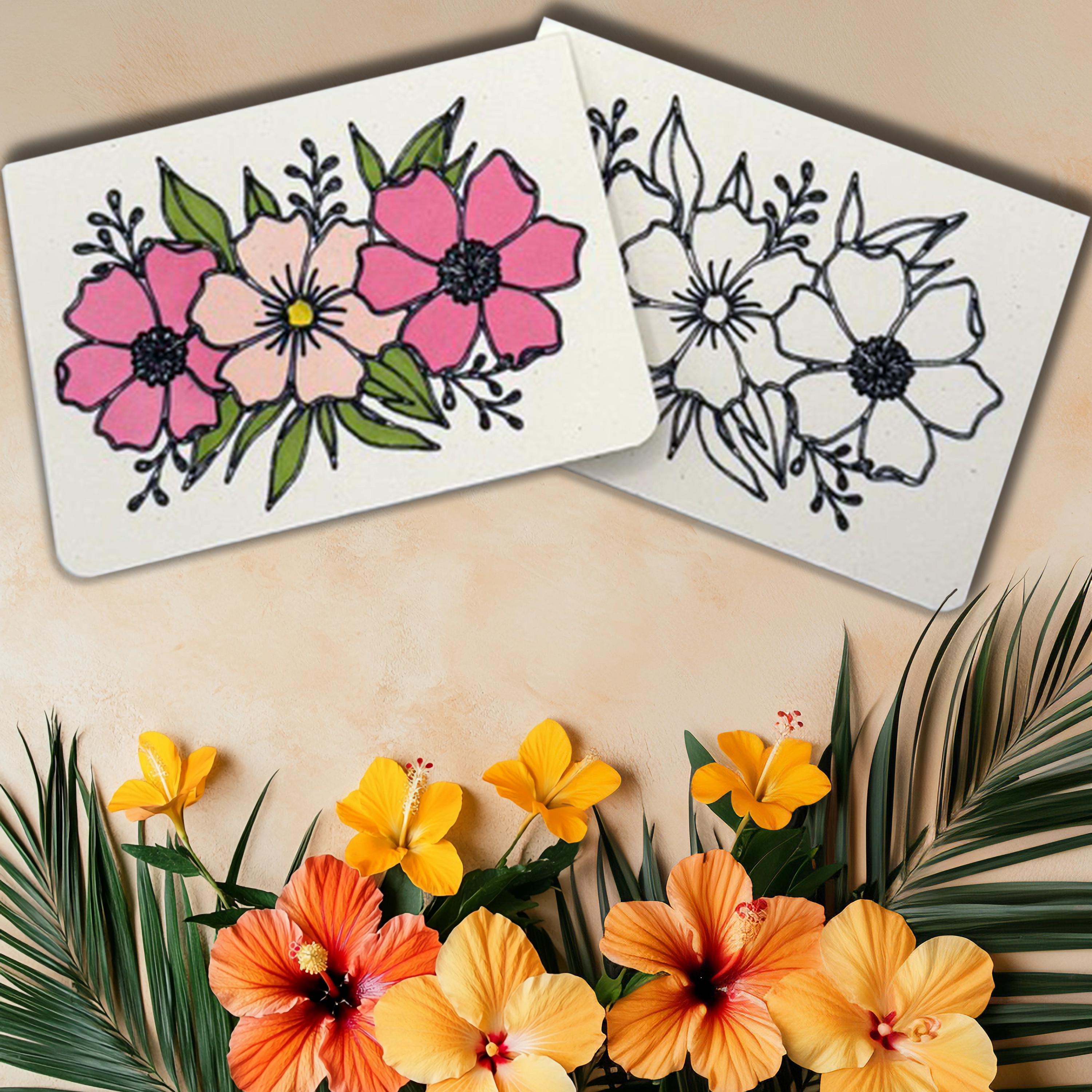 Hibiscus Greeting Card – Color Your Own or Pre-Colored Floral Note Card