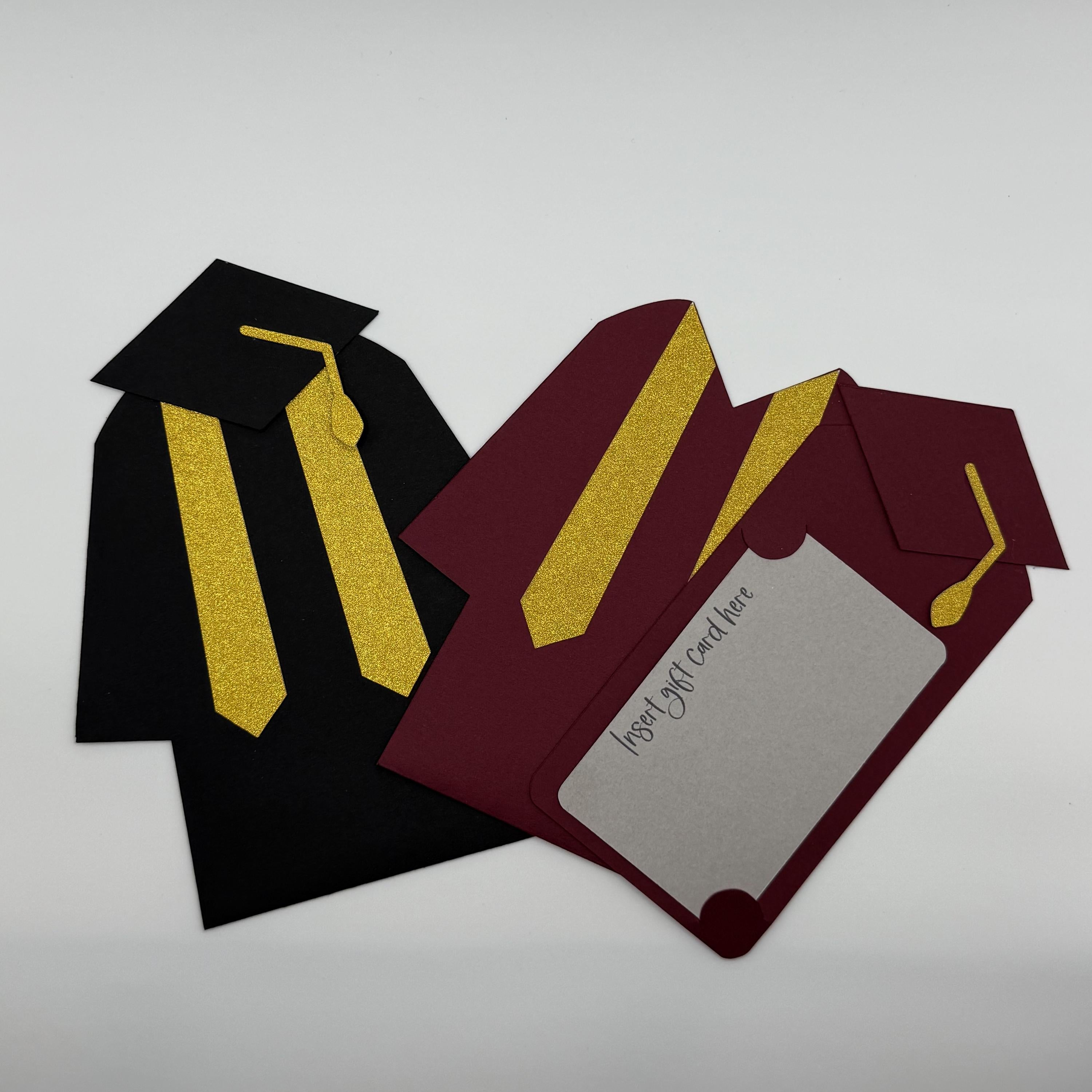 Graduation Gift Card Holder – 3D Sliding Cap & Gown, Custom School Colors