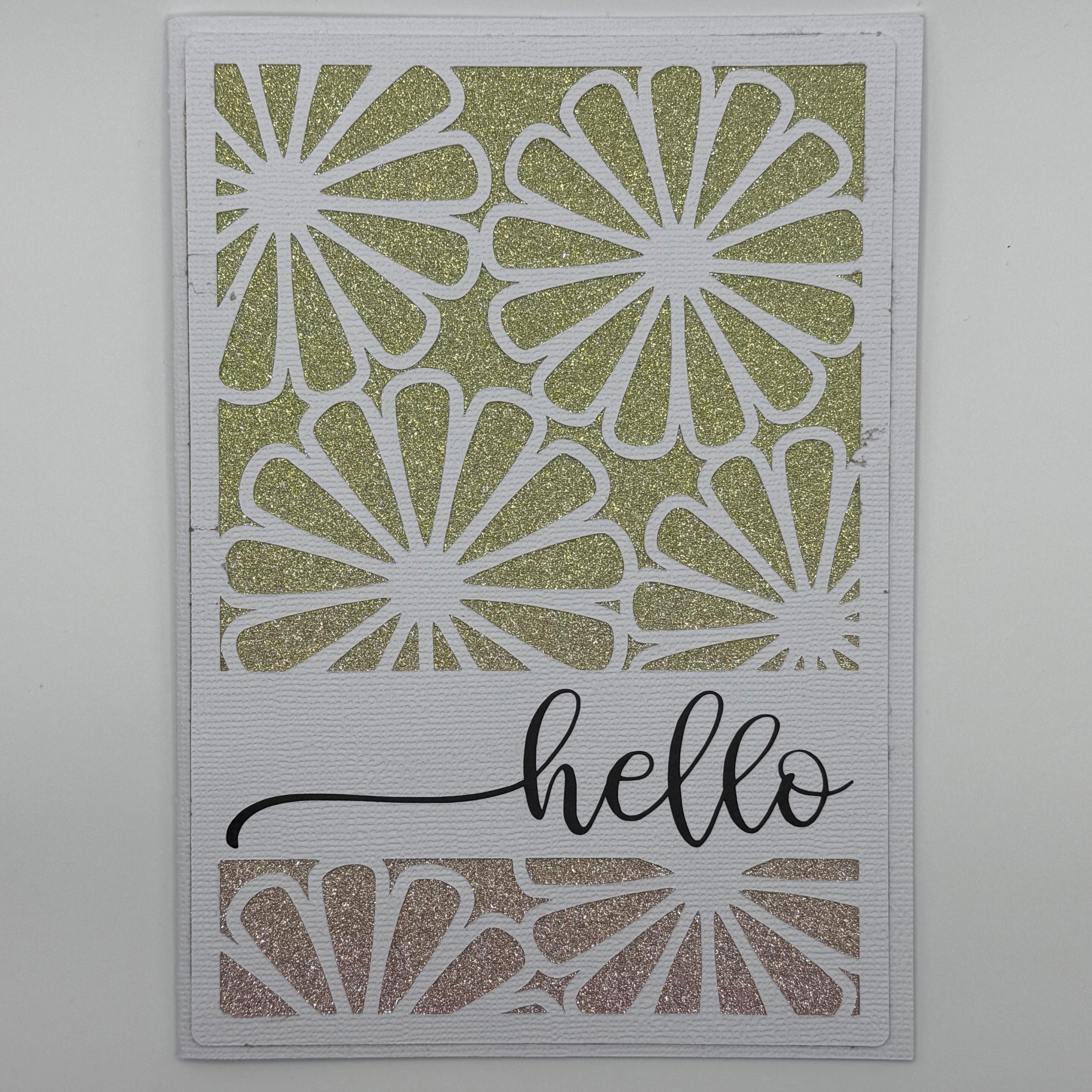 Hand-stamped Floral Greeting Card – Yellow Bicycle, Tulip Bouquet, Cream Cardstock