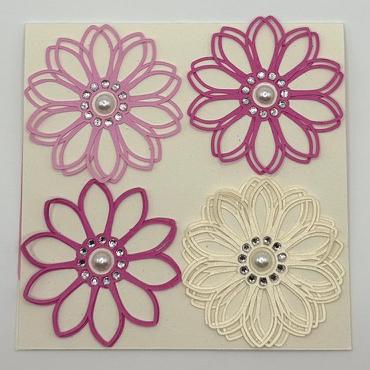 Handmade 3D Floral Greeting Card | Pink & Cream with Rhinestone & Pearl Embellishments | Birthday, Wedding & Mother's Day