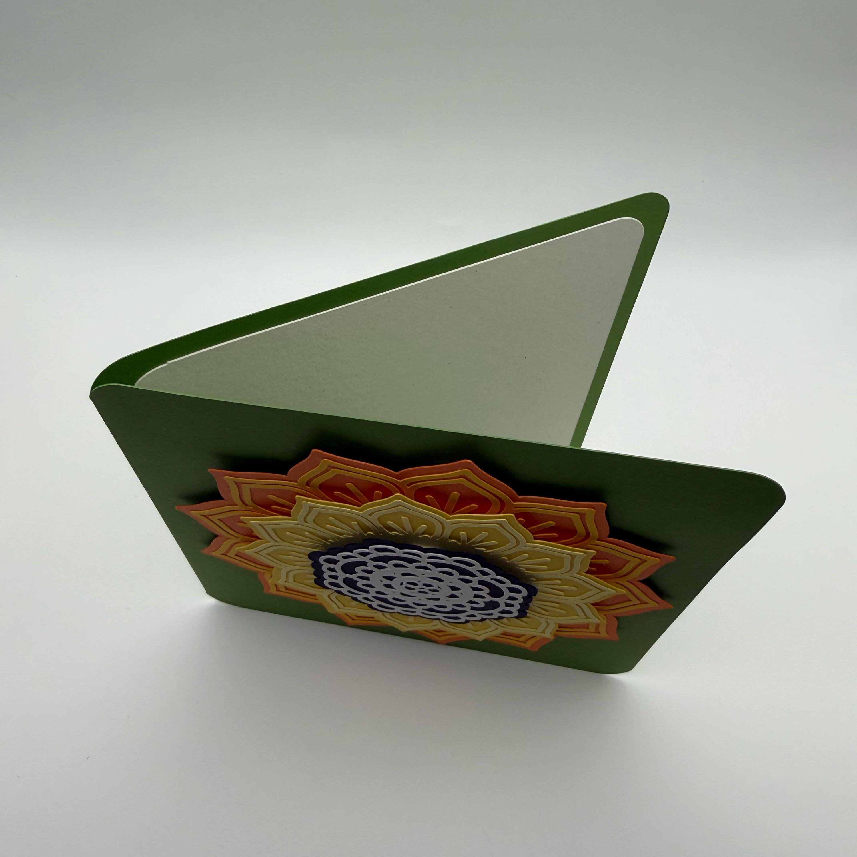 Layered Mandala Flower Card – 3D Floral Sunburst Art (5.5" Square)