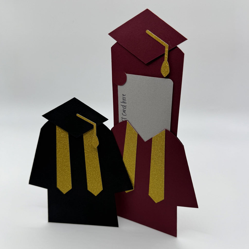 Graduation Gift Card Holder – 3D Sliding Cap & Gown, Custom School Colors