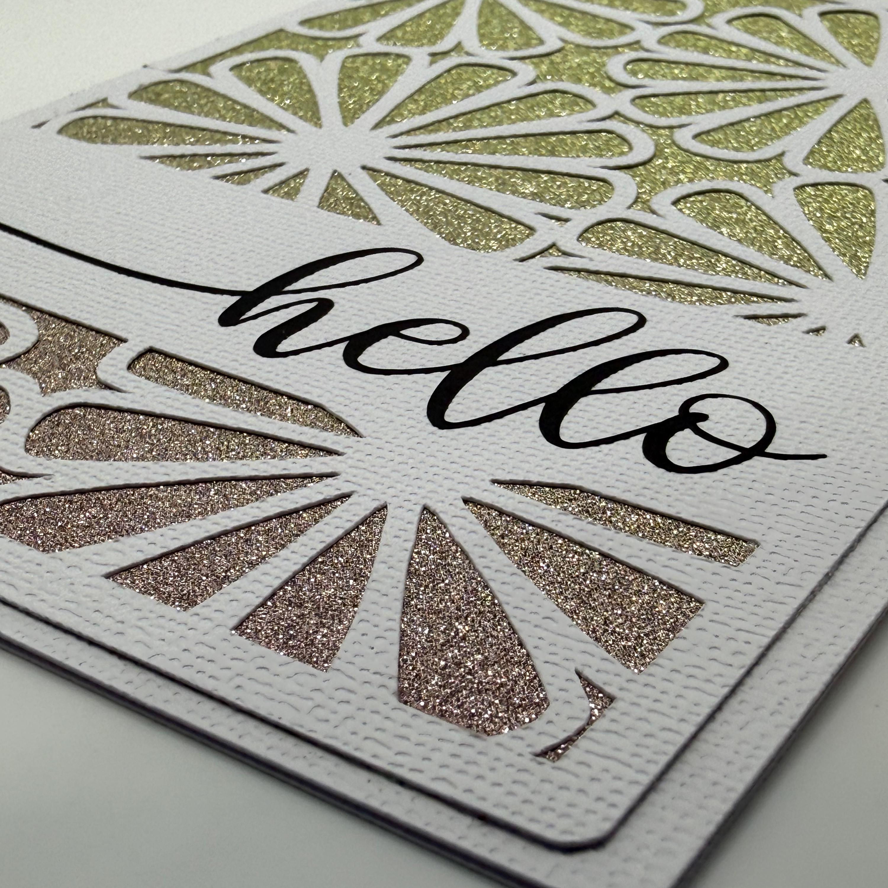 Hand-stamped Floral Greeting Card – Yellow Bicycle, Tulip Bouquet, Cream Cardstock