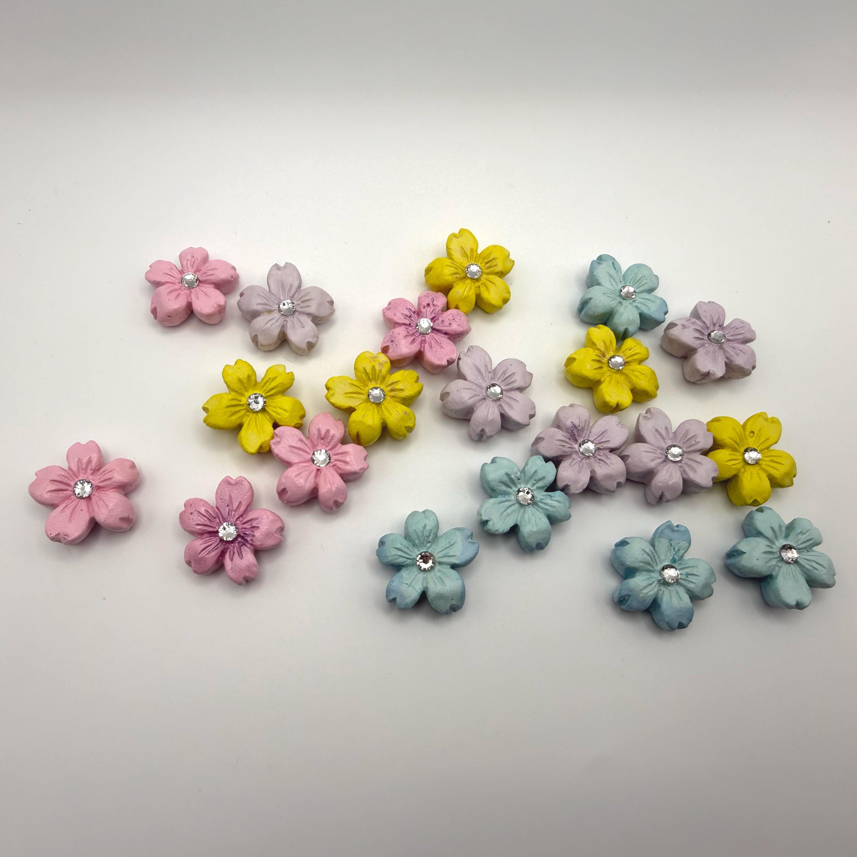 Handmade Plaster Flower Magnets – Rustic Floral Fridge Decor, 7 Bundle Options