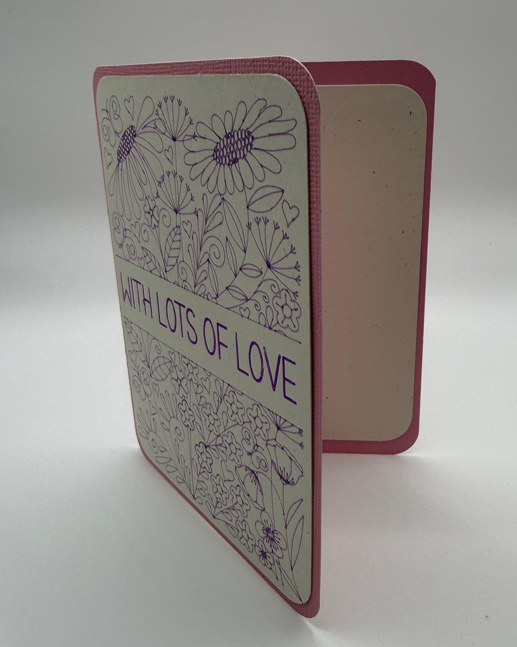 Handmade "With Lots of Love" Floral Greeting Card - Unique Anniversary Greeting