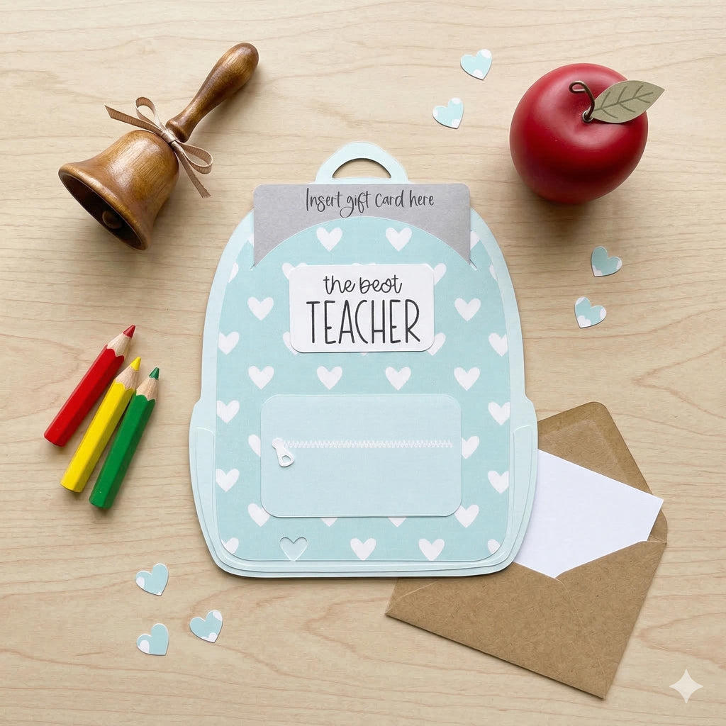 3D Backpack Gift Card Holder – Best Teacher Appreciation Gift, Heart Pattern