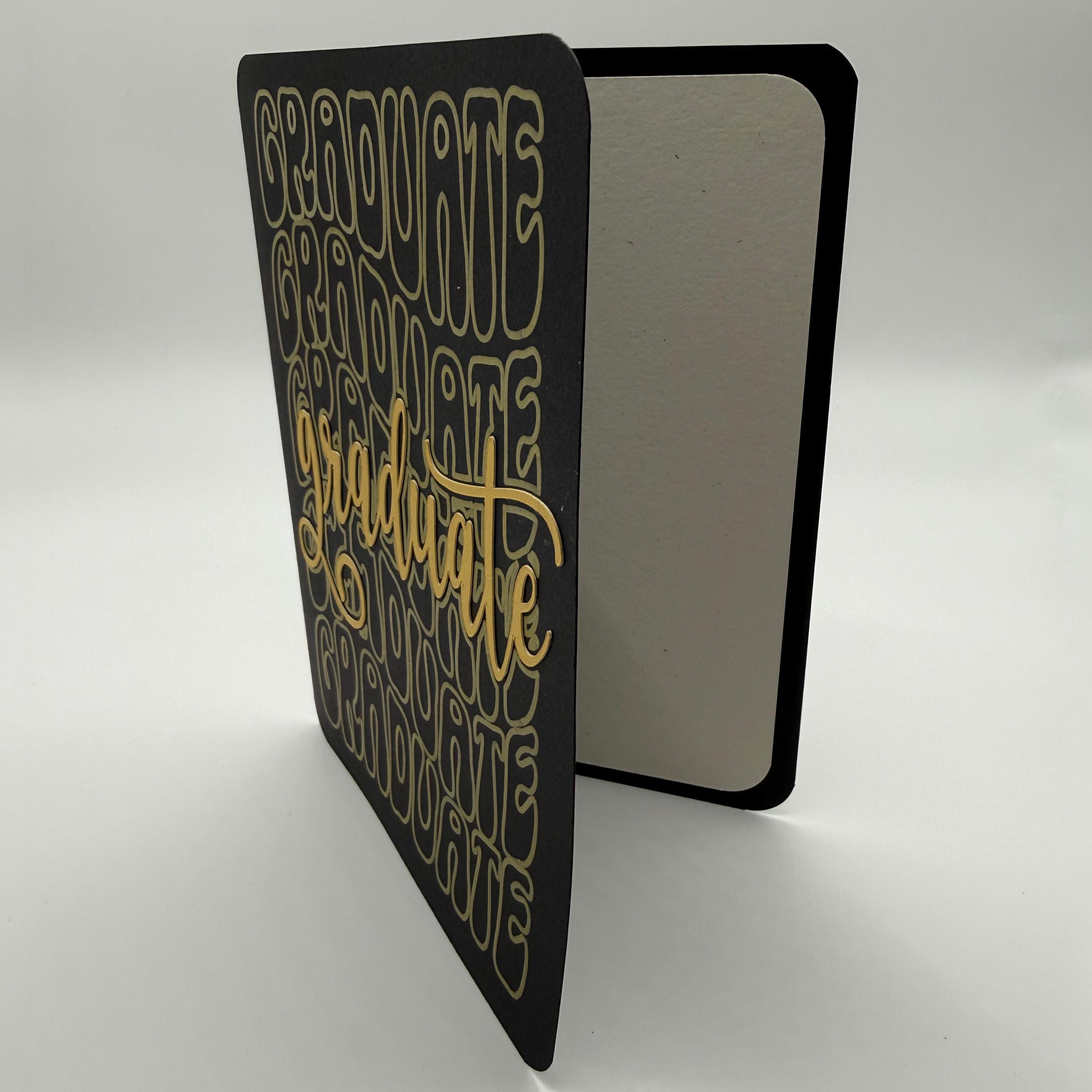 Retro Graduate Card – Gold Foil Style, Black Cardstock, Class of 2026 Greeting