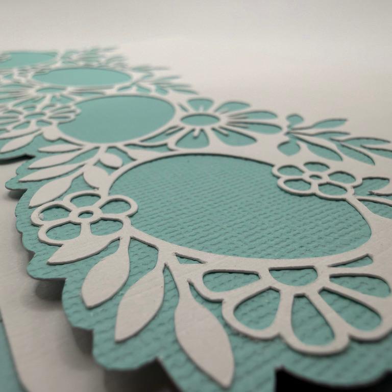 Laser Cut Easter & Spring Greeting Card | Aqua Teal Floral Die-Cut Border | Easter, Mother's Day & Spring Birthday