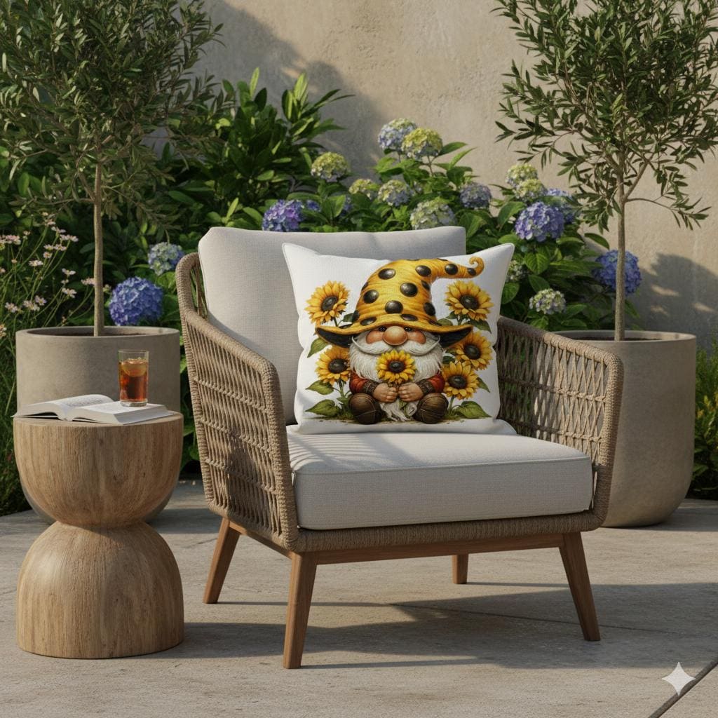 Sunflower Gnome Pillow Cases – Whimsical Spring & Garden Home Decor