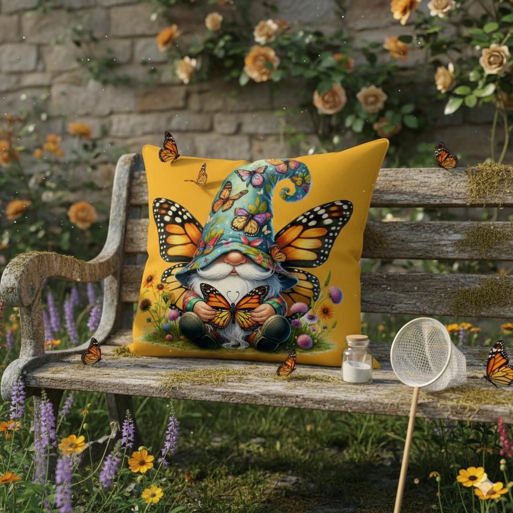 Butterfly Gnome Pillow Cases – Whimsical Spring & Garden Home Decor