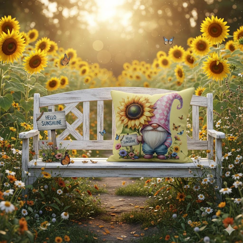 Hello Sunshine Gnome Pillow Cases – Sunflower Garden Decor