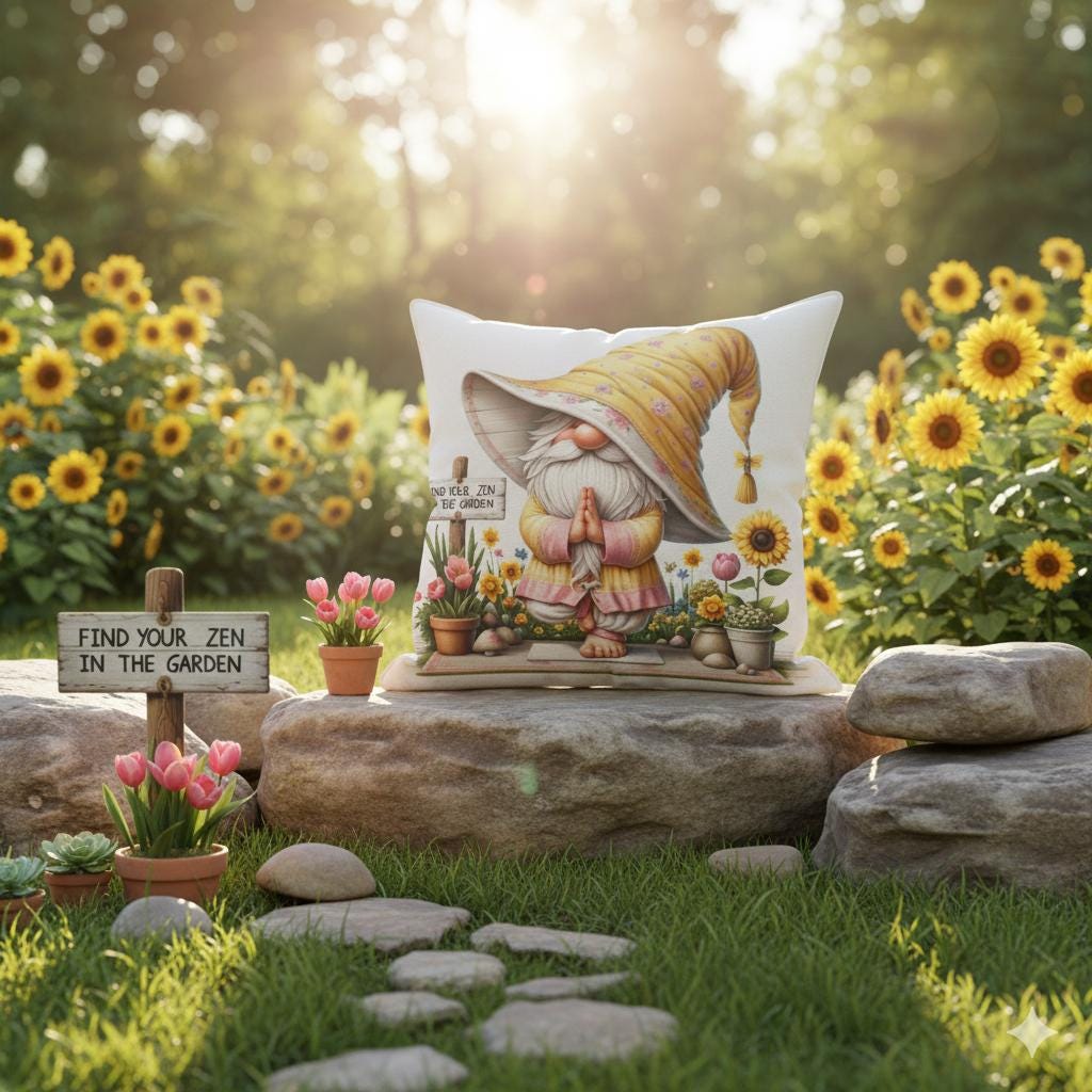 Yoga Zen Gnome Pillow Cases – Floral Garden Gnome Home Decor